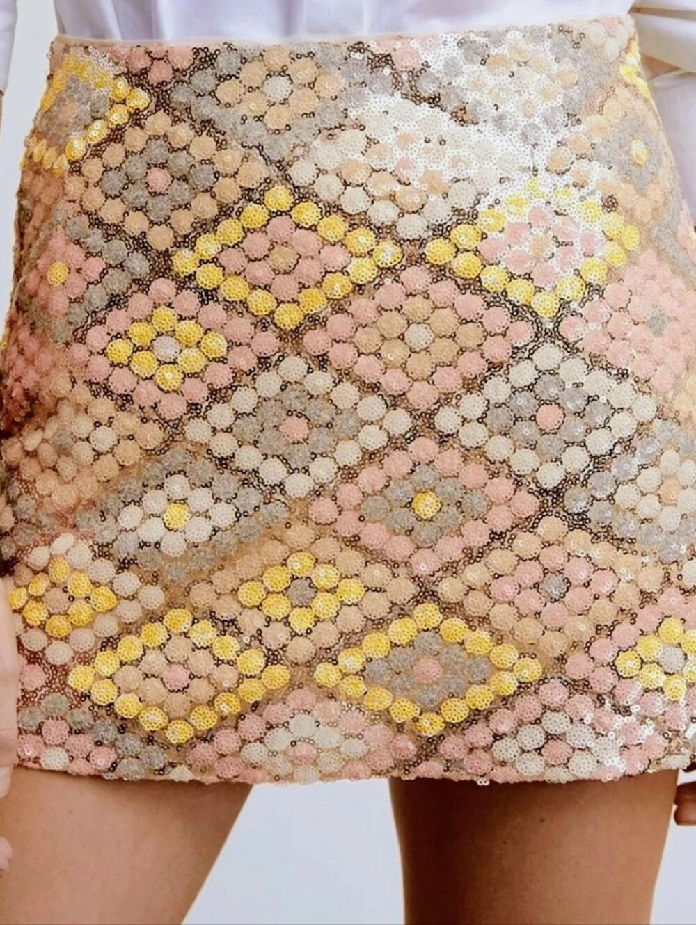 MNG  Sequin Mini Skirt Mango Waist 36"/Length 15"